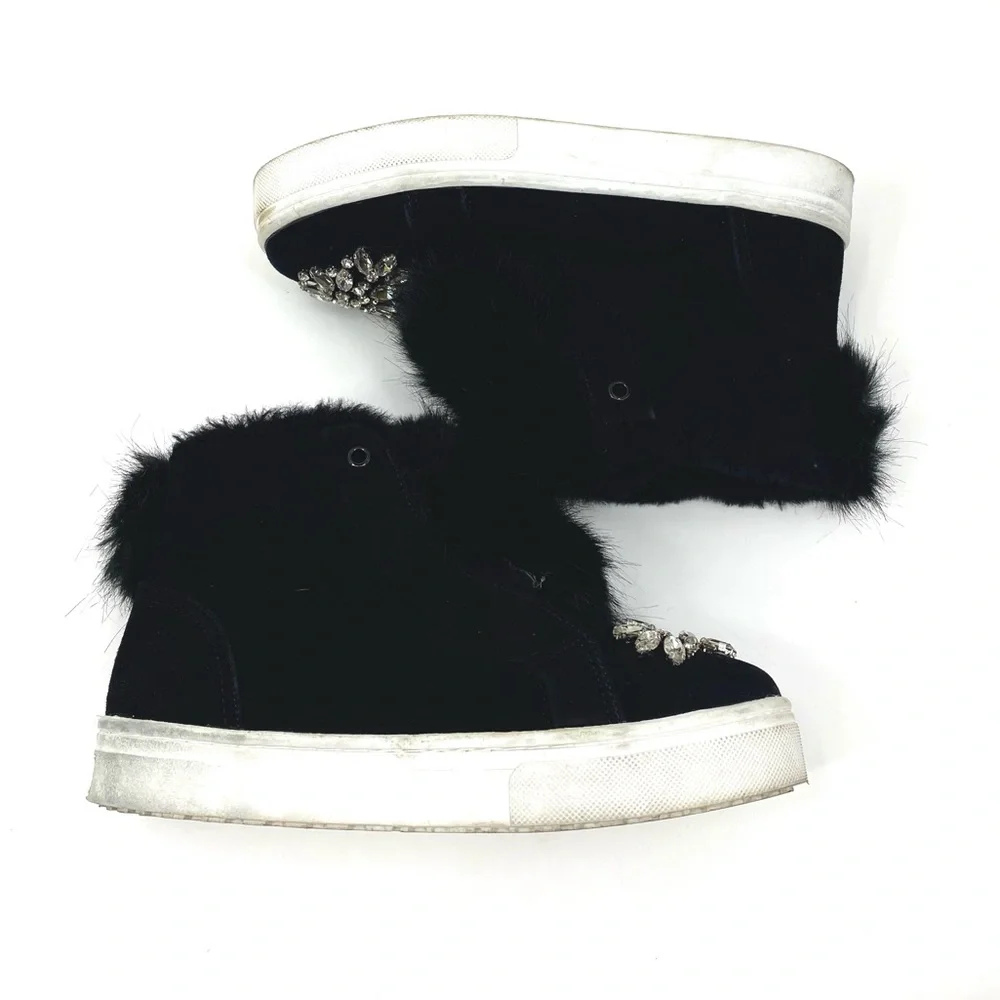 πSALEπ Sam Edelman Black Fur Leland Sneaker - Picture 7 of 9